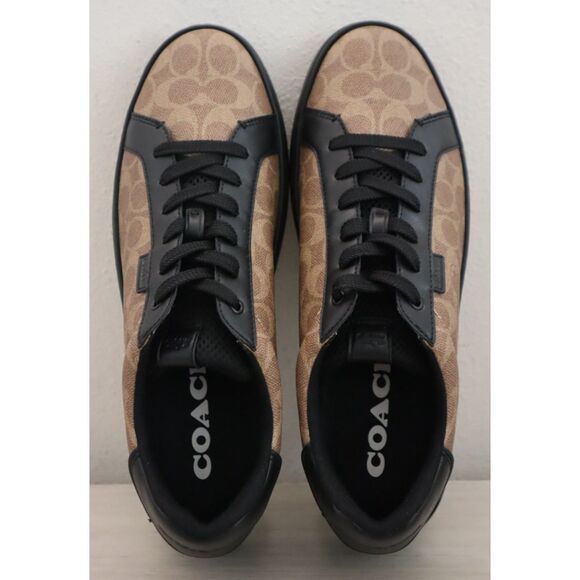 COACH CG999 Men's Sz 13D Tan/Black Low-Top Monogram Logo Sneakers - Picture 2 of 11